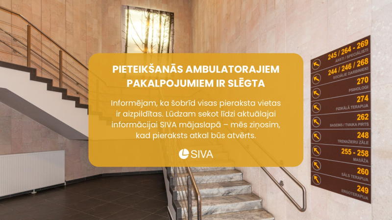 Ambulatorie pakalpojumi šobrīd nav pieejami, jo nav brīvu pieraksta vietu.