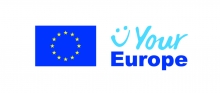 Logo ansamblis - kreisajā malā Eiropas savienības karogs, labās malas augšpusē stilistisks zils smaidiņš, kam blakus vārds "Your", zem tiem vārds "Europe"