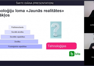 Ekrānšāviņš, kurā redzams slaids "Tehnoloģiju loma "Jaunās realitātes" apstākļos".