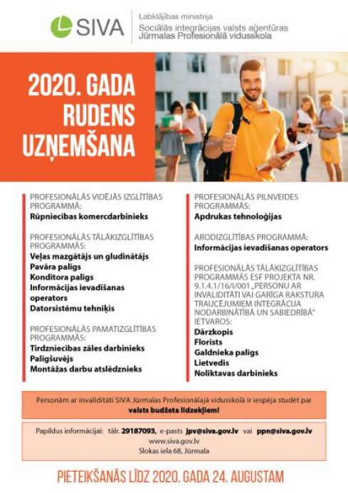 AttÄlÄ, kurÄ redzama informÄcija par 2020.gada rudens uzÅemÅ¡anu JÅ«rmalas profesionÄlajÄ vidusskolÄ