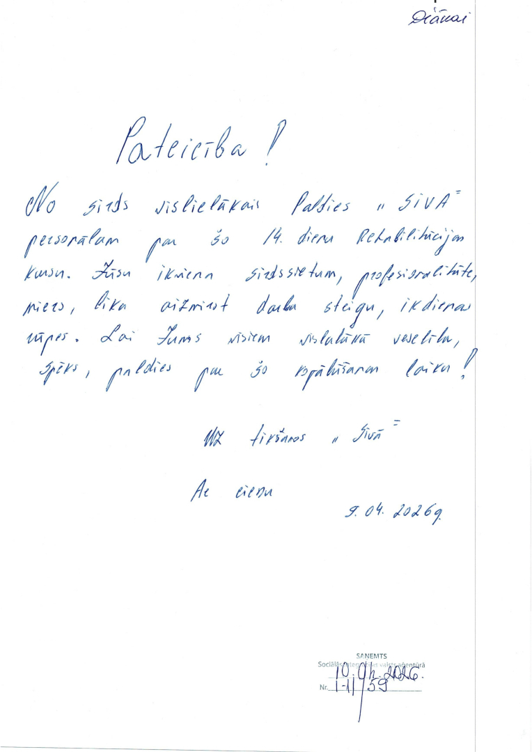 pateicība no klienta