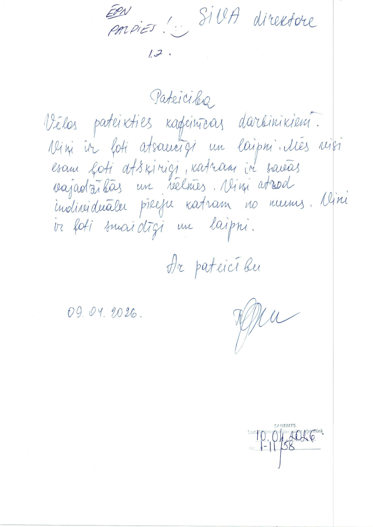 pateicība no klienta