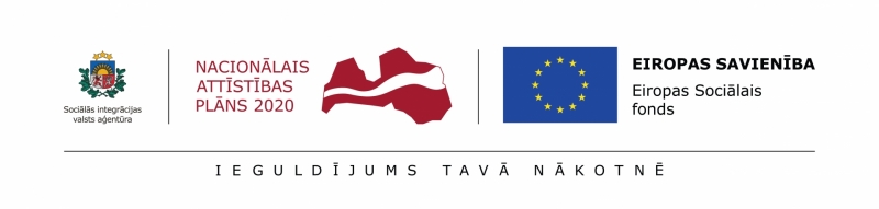 Logo ansamblis - SIVA logo, Nacionālās attīstības plāna 2020 logo un Eiropas Savienības Sociālā fonda logo