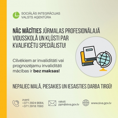 Informatīvs paziņojums: Nāc mācīties Jūrmalas profesionālajā vidusskolā un kļūsti par kvalificētu speciālistu!