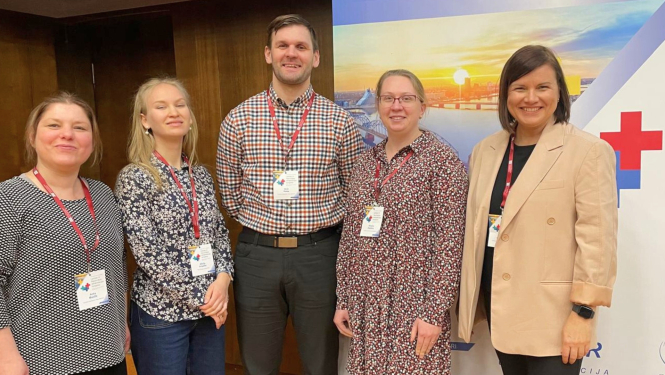 SIVA rehabilitācijas pakalpojumu nodaļas speciālisti Liene Saukuma, Jānis Rieba,  Alīvija Priedīte un Anita Maizīte