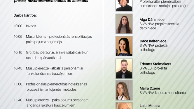 SIVA rīkotā informatīvā semināra NVA karjeras konsultantiem darba kārtība