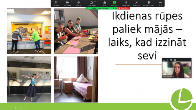 Slaids, kurā redzams teksts "Ikdienas rūpes paliek mājās - laiks, kad izzināt sevi" un attēli, kas vizuāli raksturo profesionālās piemērotības noteikšanas pakalpojumu