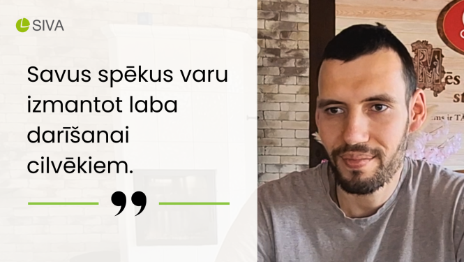 Absolvents Arturs priecājas par iespēju izmantot savus spēkus labiem darbiem