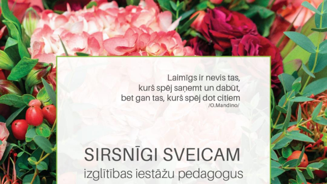 Sveiciens pedagogiem svētkos