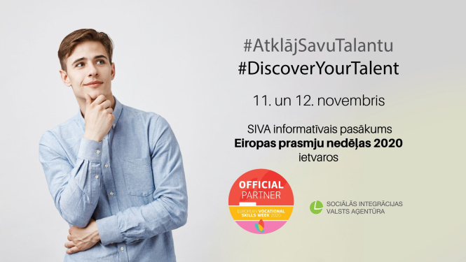 Vizuāla informācija par SIVA rīkoto pasākumu Eiropas profesionālo prasmju nedēļas 2020 ietvaros - "Atklāj savu talantu"