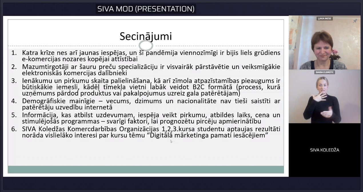 Ekrānšāviņš, kurā redzams slaids "Secinājumi".