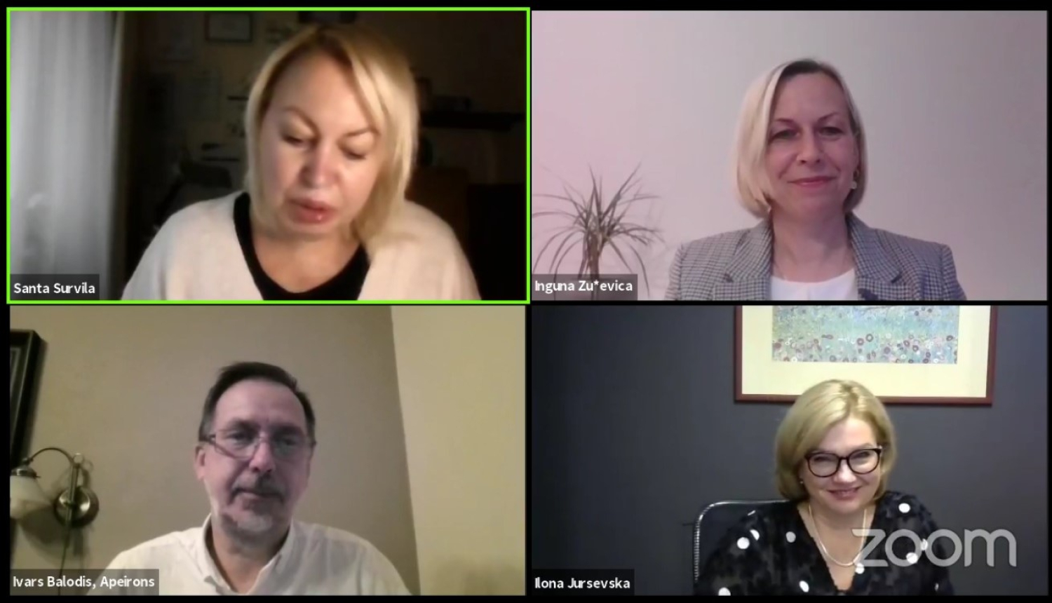 Aktuālās sarunas dalībnieku kopbilde tiešsaistes pasākuma laikā