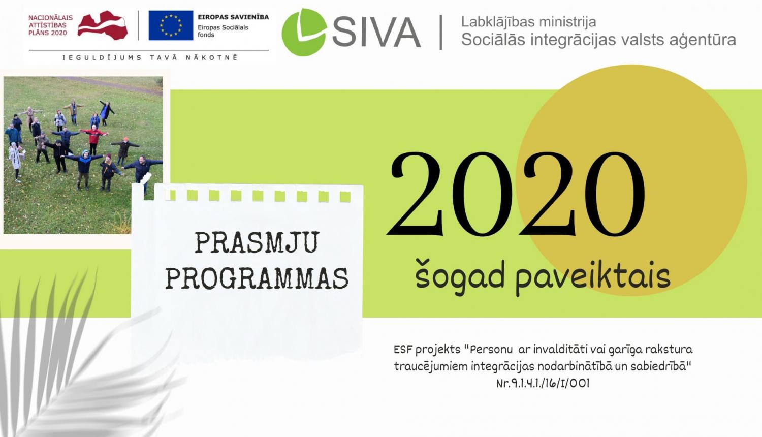 Apkopojuma par SIVA ESF projekta rezultātiem 2020.gadā pirmais slaids
